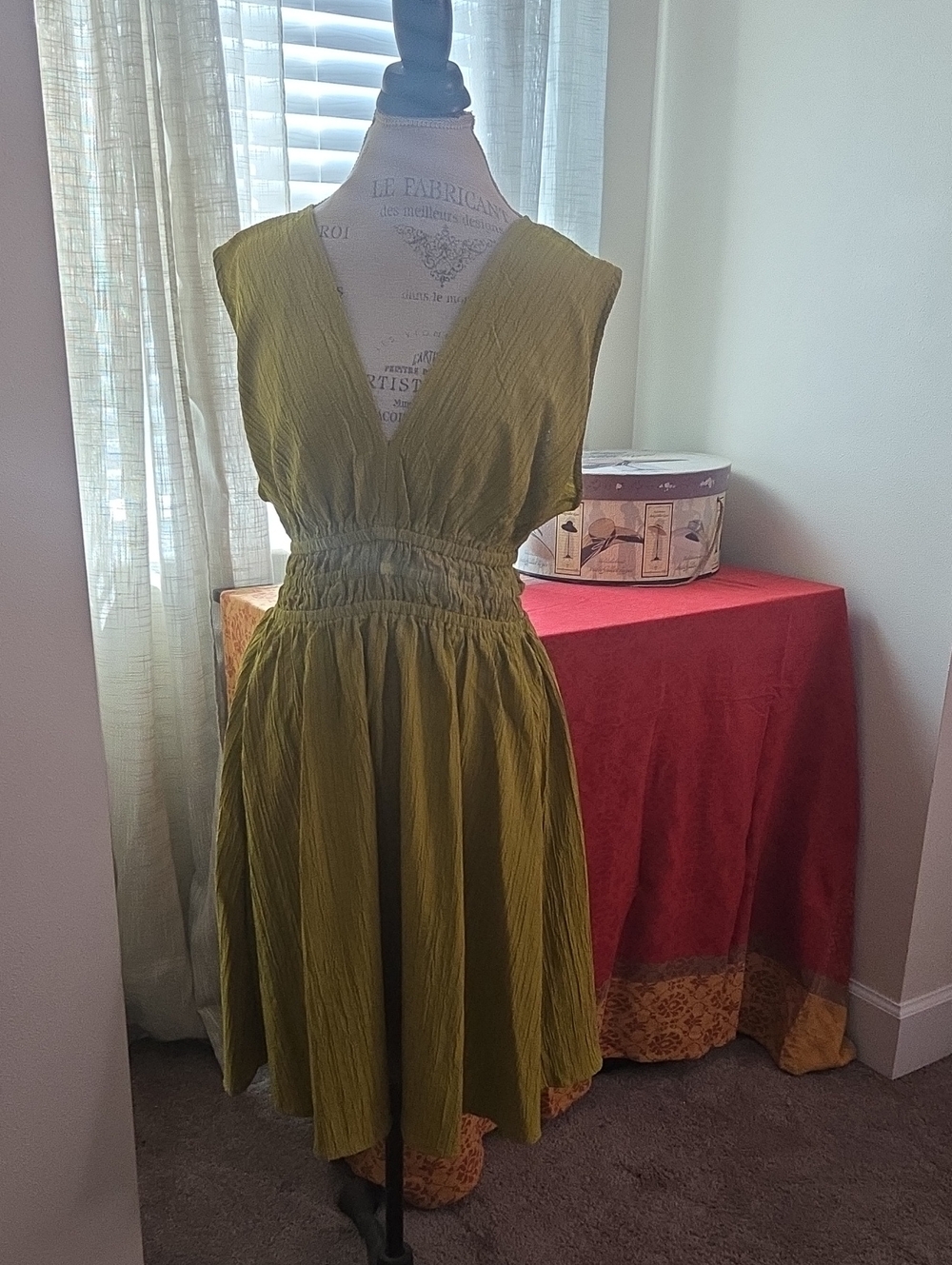 Blush Olive Green Sleeveless V-Neck Mini Dress